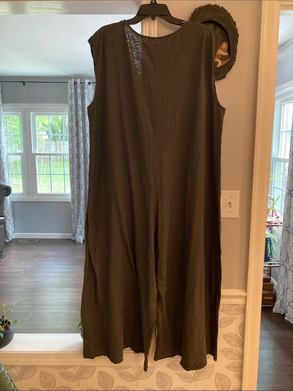 Sleeveless Wide-Leg Jumpsuit in Dark Gray/Green